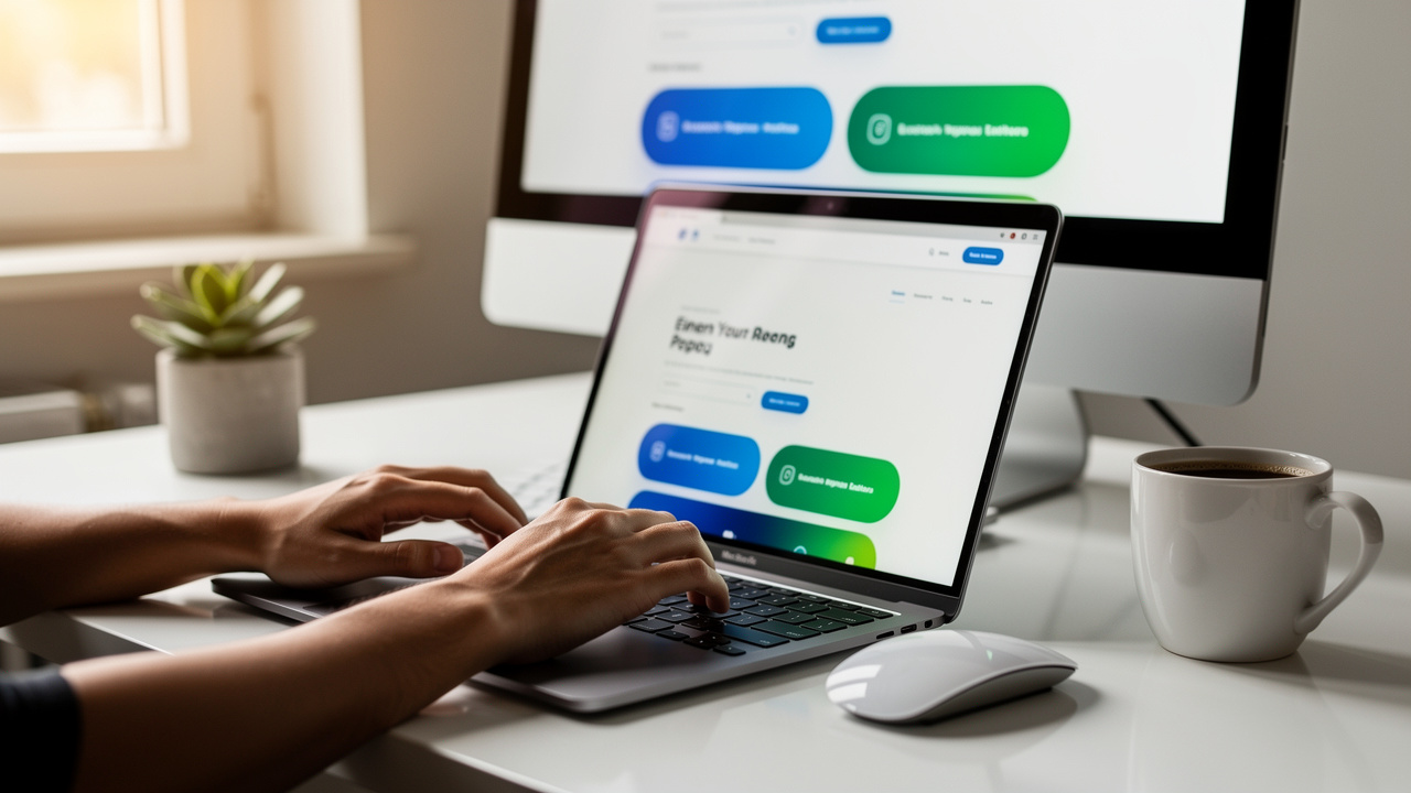 Web designer working on CSS button styles at desk