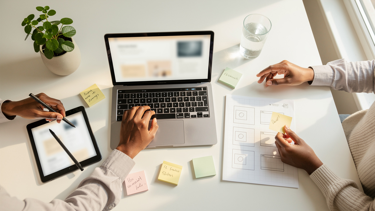 Diverse team using online string generator tools for projects