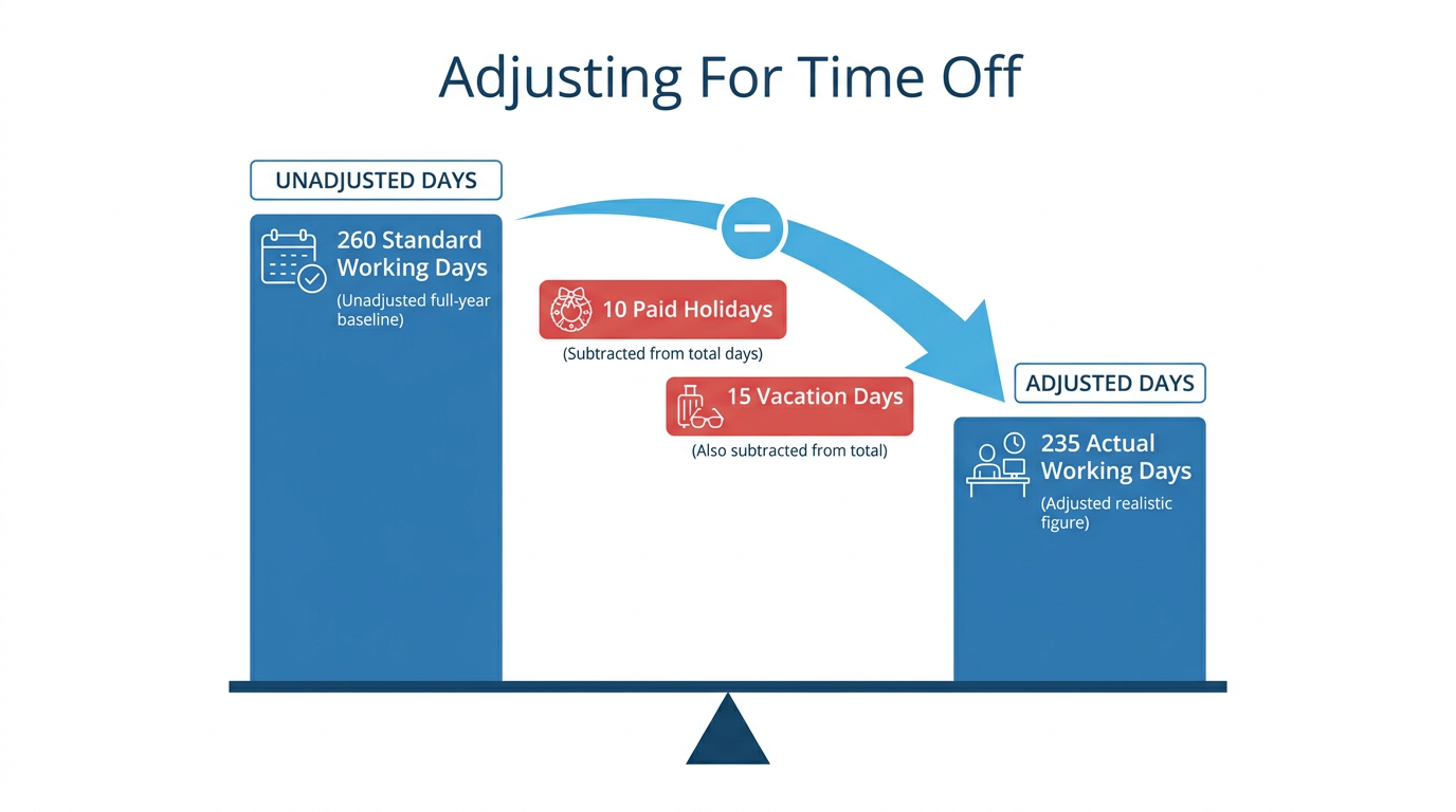 Infographic on adjusting salary for vacation days