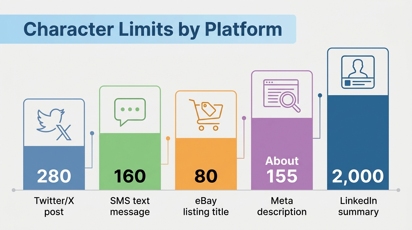 Infographic comparing character limits across popular platforms