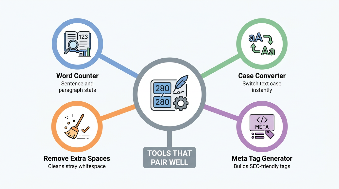 Infographic of tools that pair with character counter