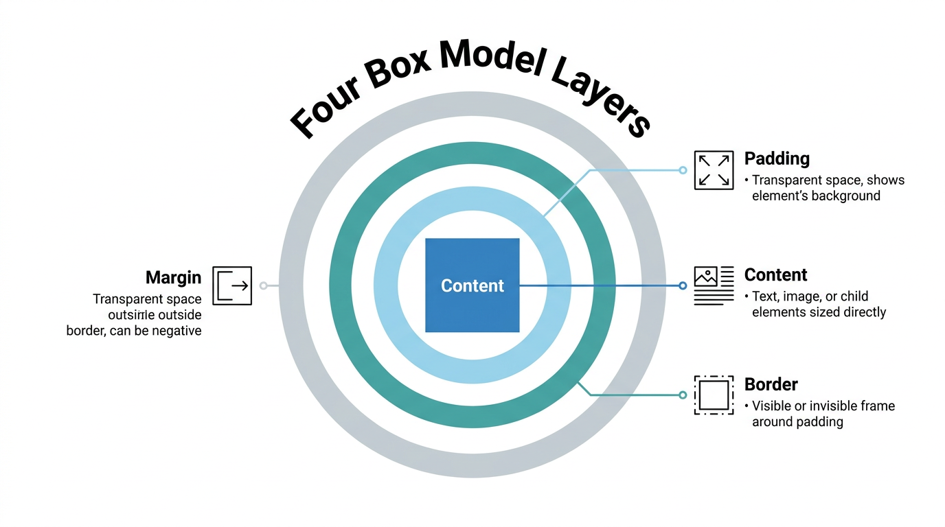 Diagram of content padding border and margin layers