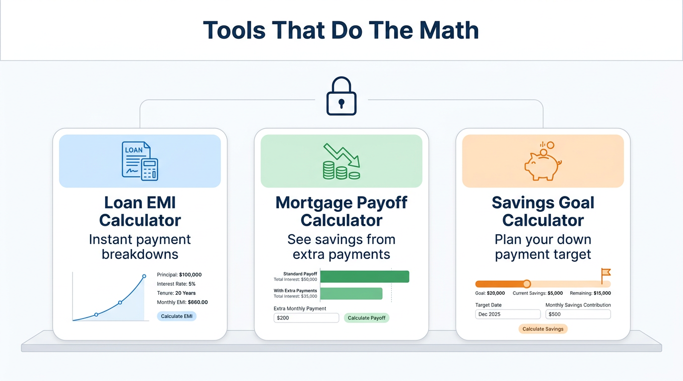 Infographic of free mortgage calculator tools available online