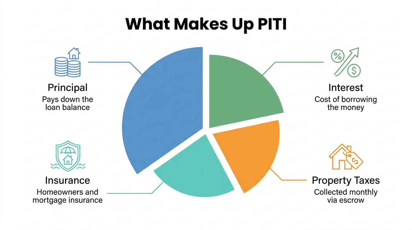 Infographic showing PITI mortgage payment components