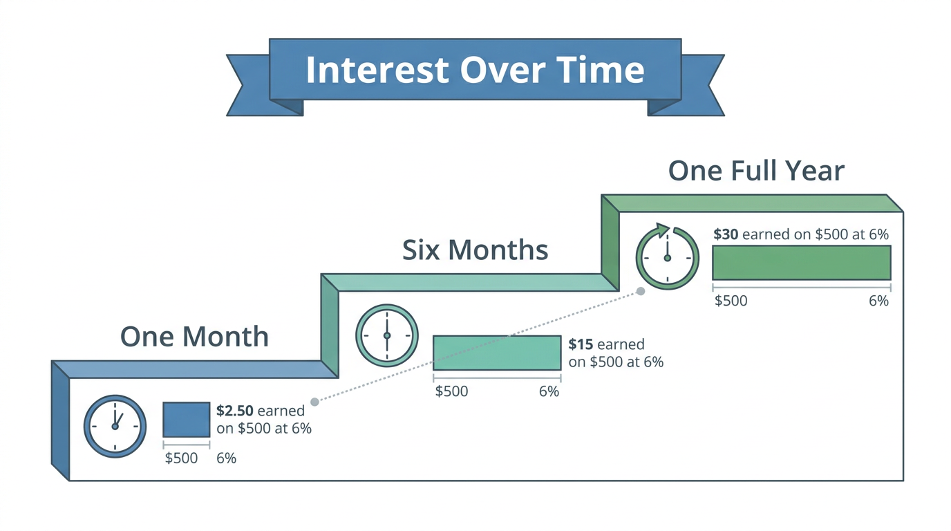 Step-by-step chart of simple interest calculation examples
