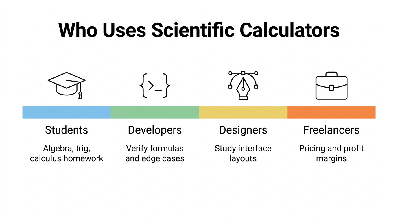Infographic of user groups who use scientific calculators