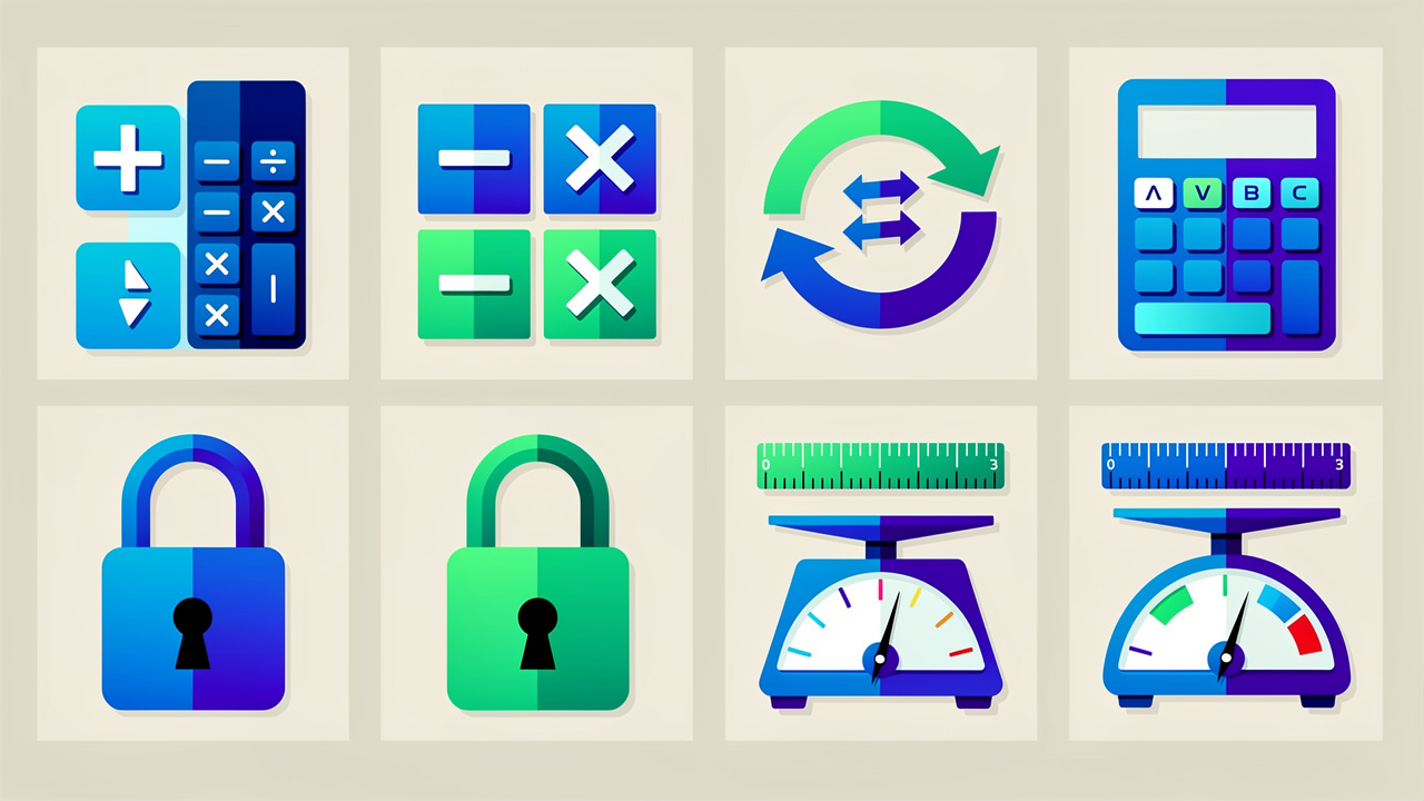 Calculator, converter, and security utility tools