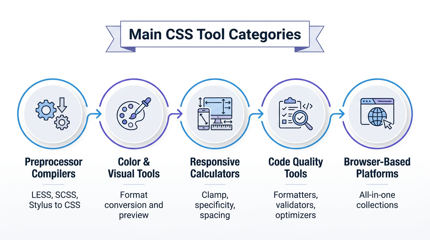 Main categories of CSS tools and their purposes