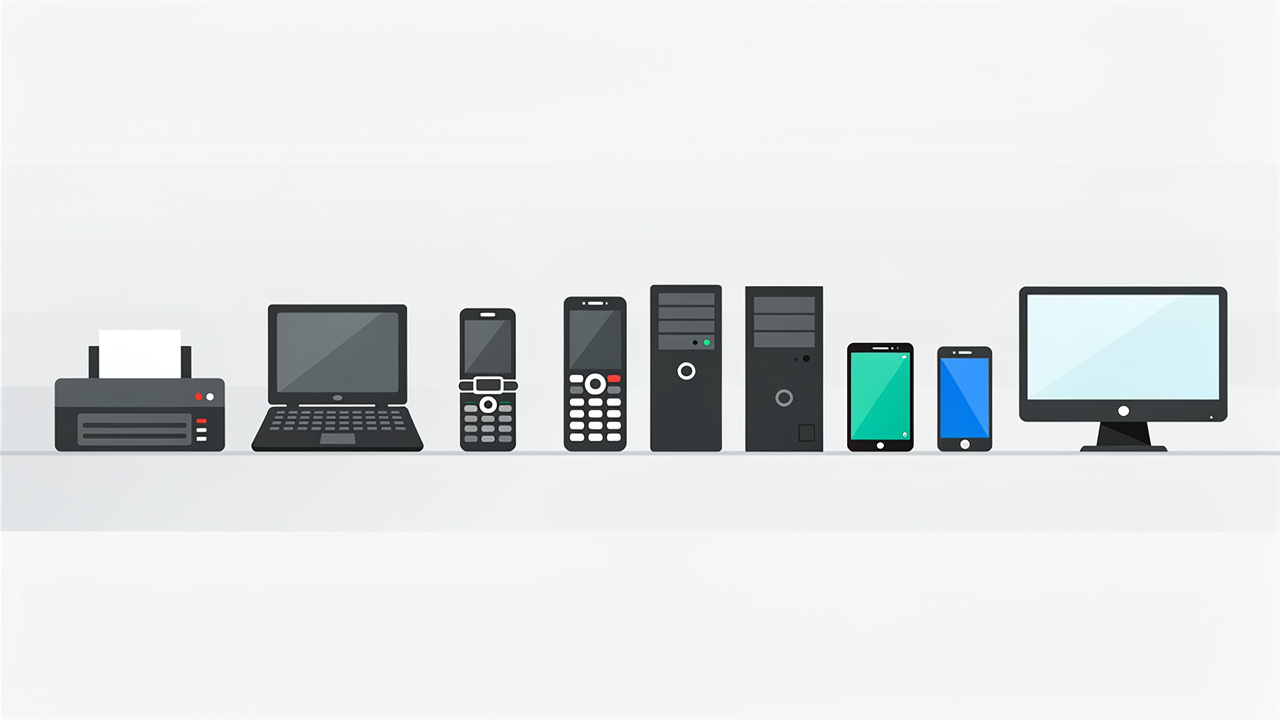 Historical device compatibility progression shown symbolically