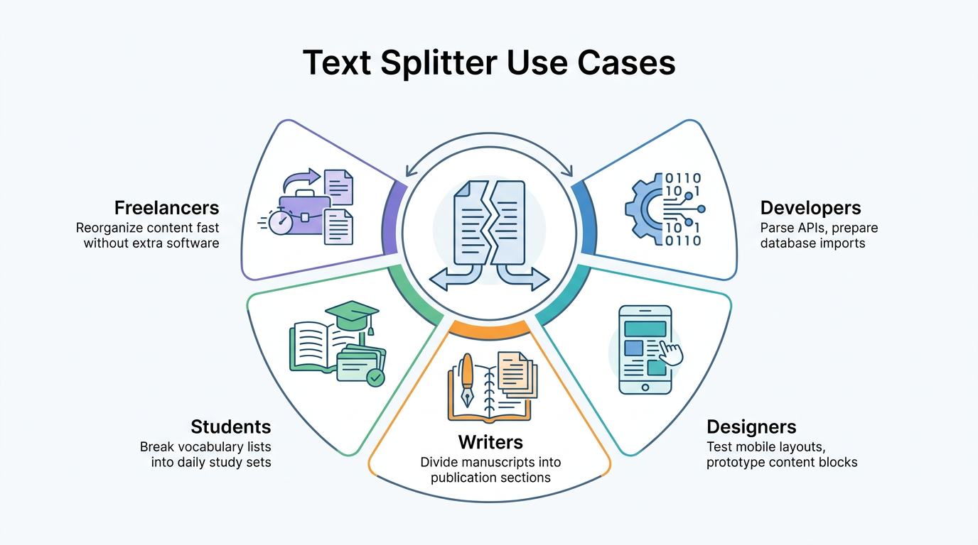 Common real-world applications for text splitting tools