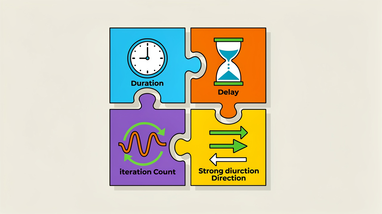 Visual symbols representing different animation control properties