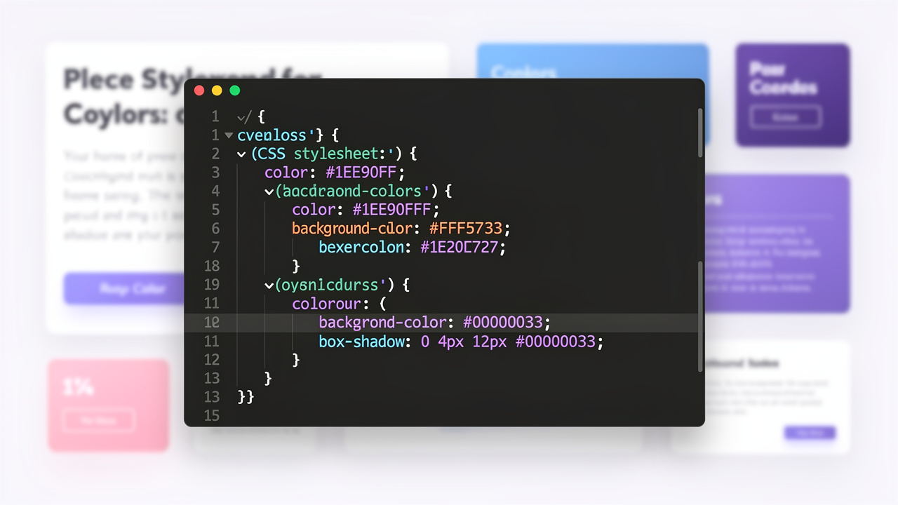 Hexadecimal color codes applied in CSS stylesheets across various properties