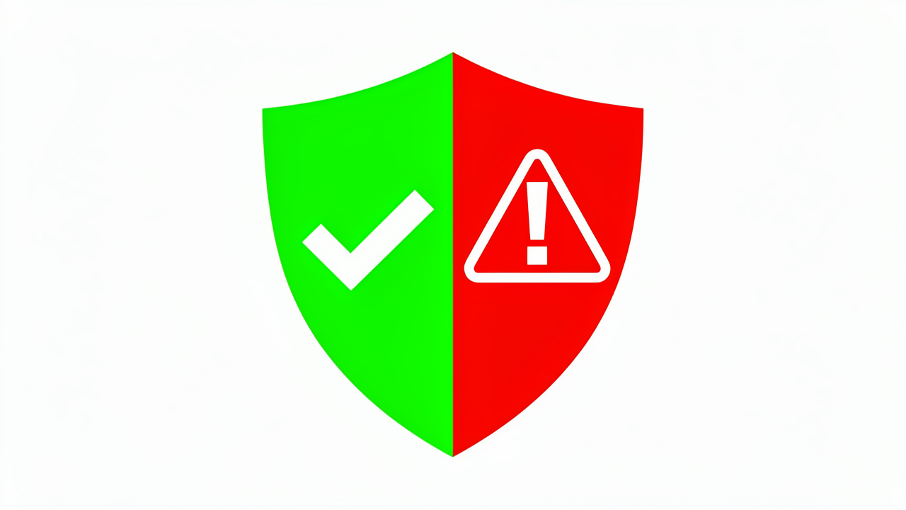 Split shield icon showing security check and risk alert symbols