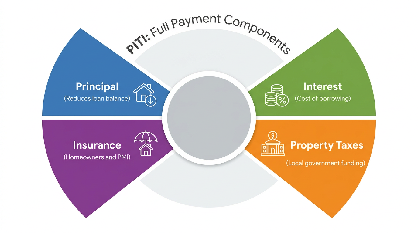 Four components of monthly mortgage payment shown visually