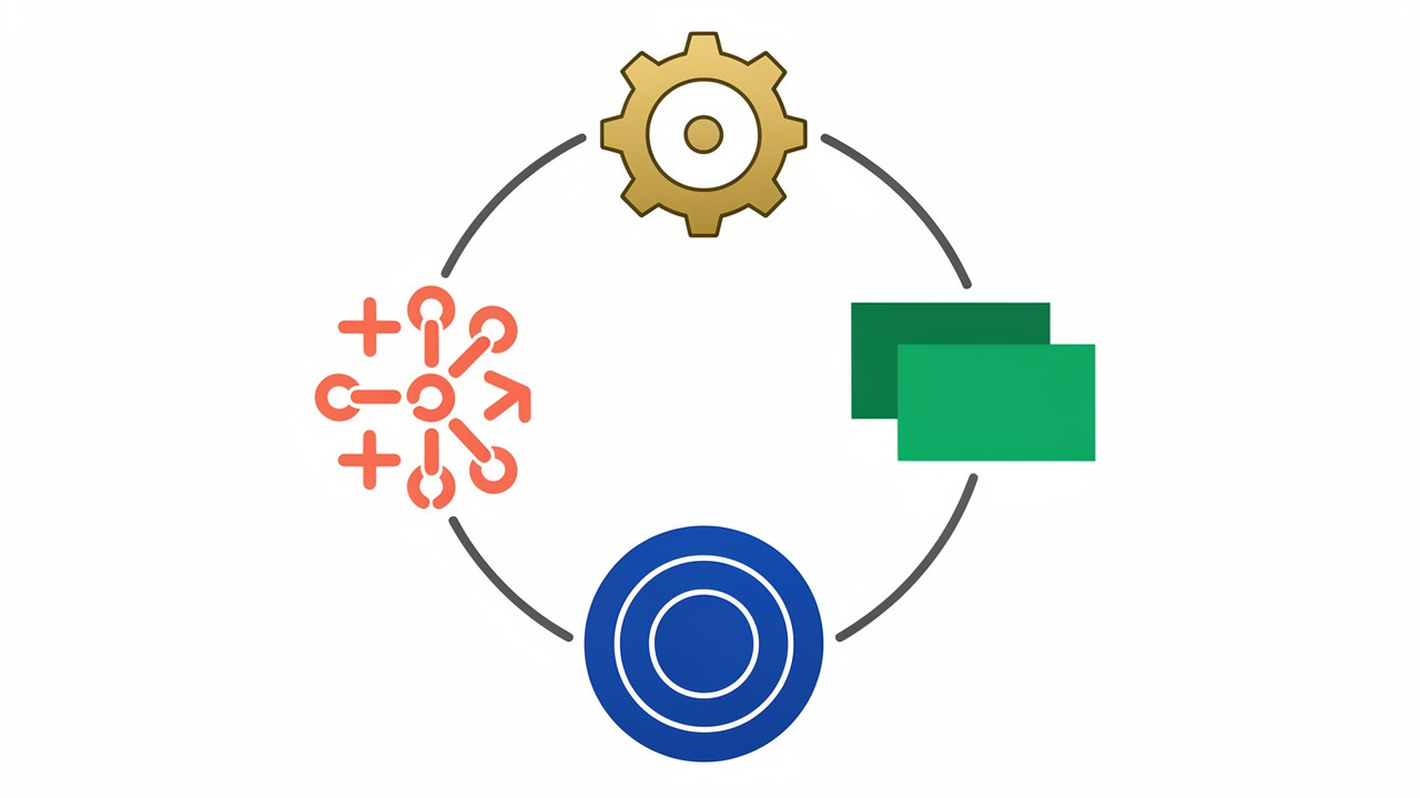 Four key Stylus features shown as connected symbolic icons